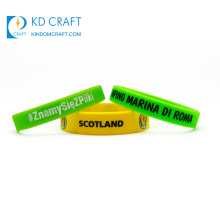 Wholesale cheap custom rubber debossed color filled wrist bands country scotland logo printing silicone wristband bracelet